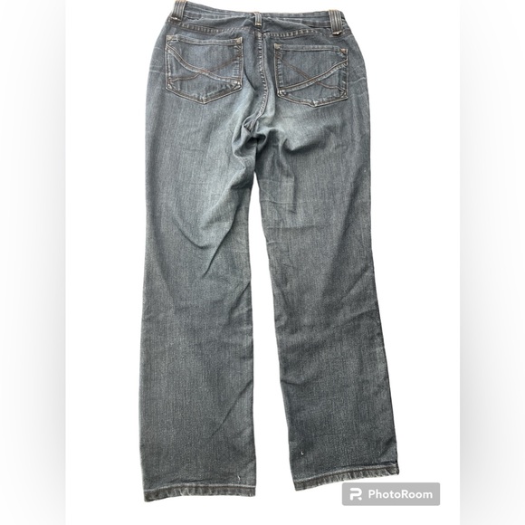 NYDJ Marilyn Straight Jeans DARK WASH distressed naturally SZ 10 EUC - Picture 2 of 13